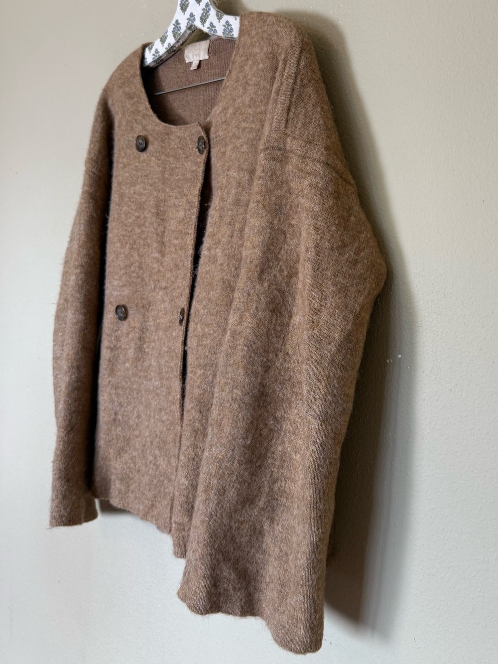 J. Crew Collection Tan Wool Alpaca Sweater Jacket Size Medium - Picture 3 of 6